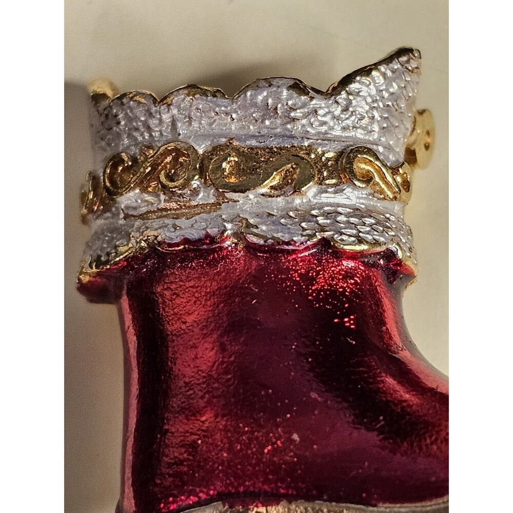 Vintage Mylu Pave Red, Gold & White Enamel Santa … - image 5